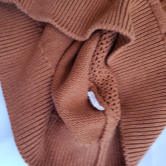 J. Crew Crewneck cable pointelle cotton sweater Small Scandi Pumpkin Caramel - Picture 10 of 10